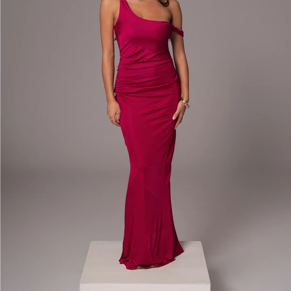 JLUXLABEL Fuchsia One-Shoulder Maxi Dress